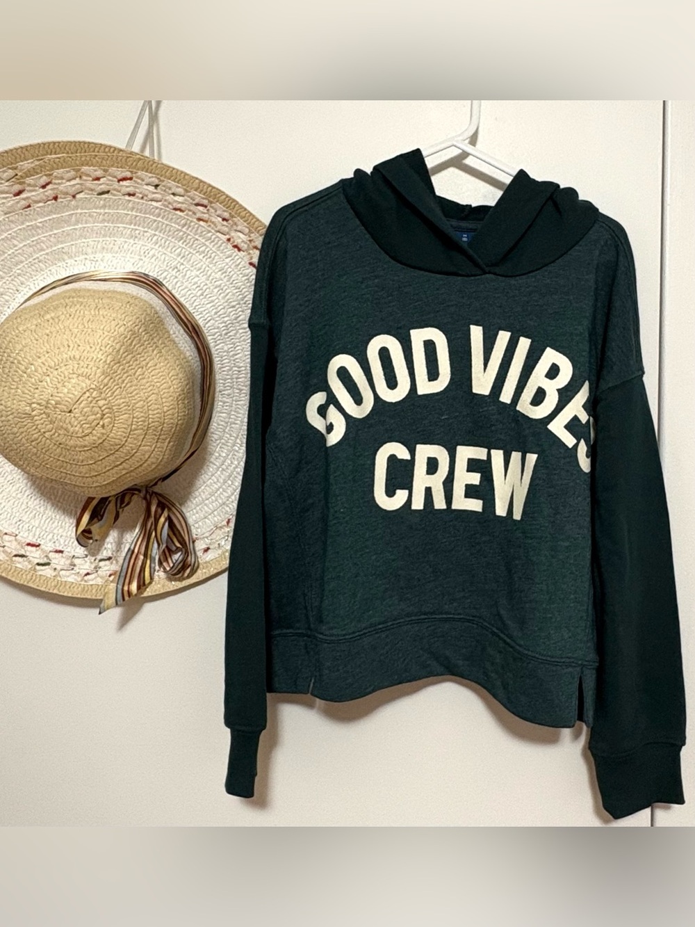 Old Navy Teal Pullover Hoodie with White Lettering NWT